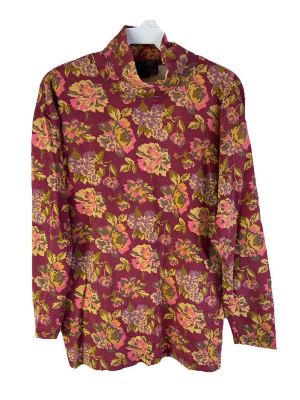 Vintage 90s Eddie Bauer Floral Turtleneck Shirt Cottagecore